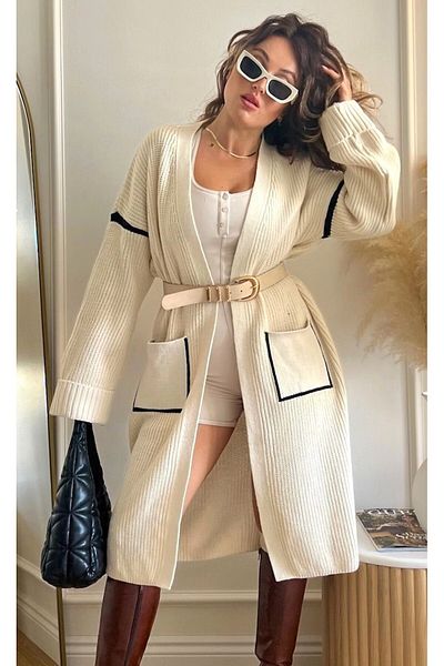 Lasirius Women's Long Knitwear Cardigan Wool – Stylish and Comfortable Design (Standard Size)