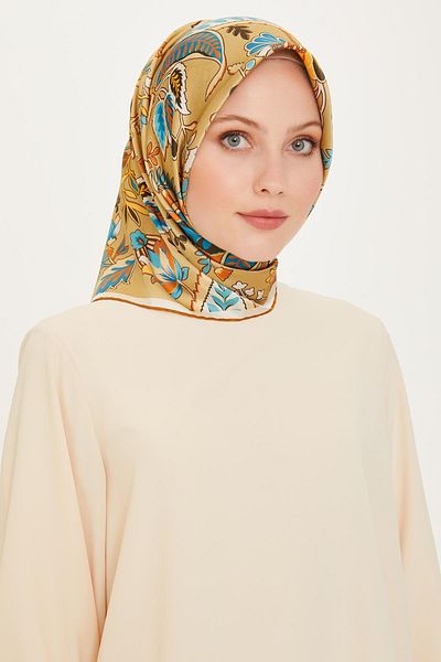 Armine Silk Scarf 2025 Winter - 9227-37 Oil Green Twill