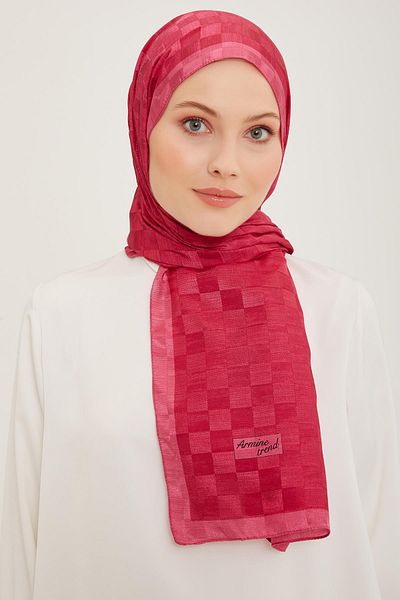 Armine Trend Janjan Shawl - Checker - Fuchsia 86