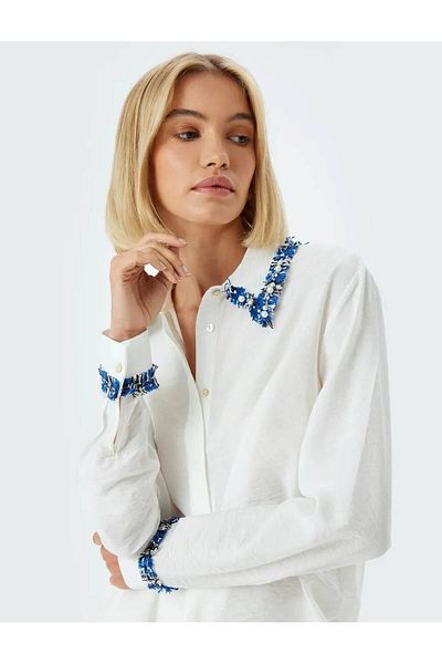 Koton Color Contrast Viscose Long Sleeve Shirt