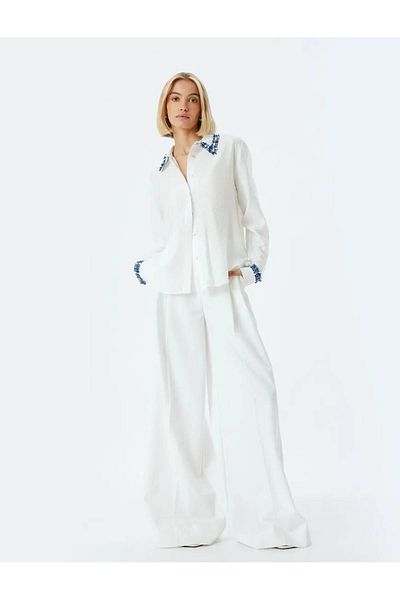 Koton Color Contrast Viscose Long Sleeve Shirt