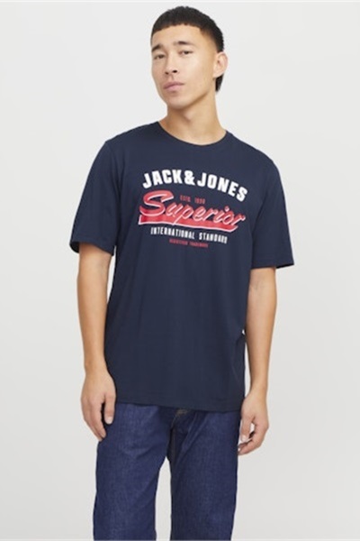 Jack & Jones Jjelogo Tee Ss O-Neck 2 Col Ss25 Sn Lacivert Erkek T-Shirt 12268267
