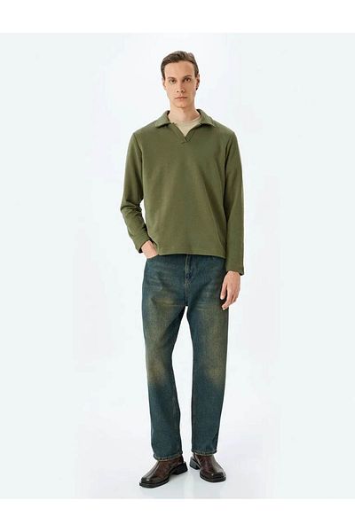 Koton Ανδρικό φούτερ Polo Neck Khaki 5sam70007mk