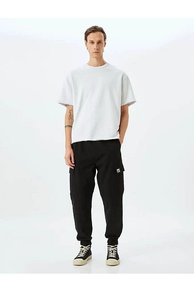 Koton Cotton Gabardine Cargo Pocket Detailed Jogger Pants with Lace-Up Waist