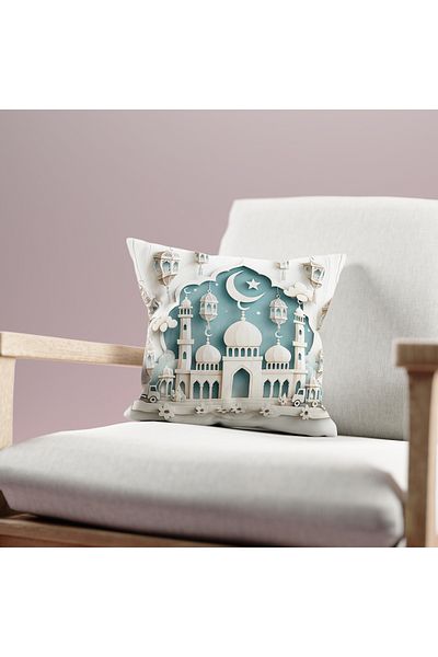 Filamente Ramadan Patterned Double Sided Digital Printed Throw Pillow Cover - Ramadan