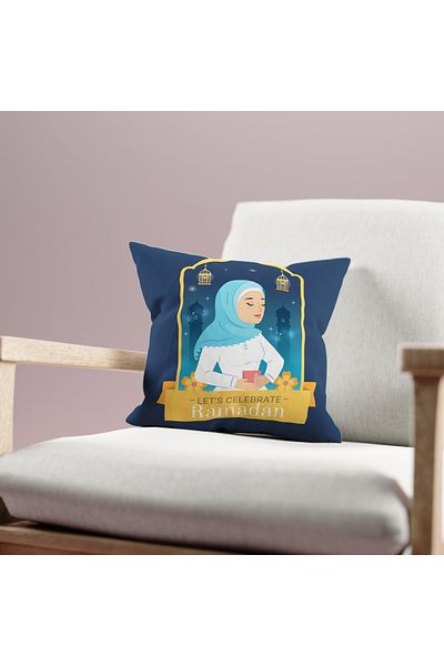Filamente Ramadan Patterned Double Sided Digital Printed Throw Pillow Cover - Ramadan