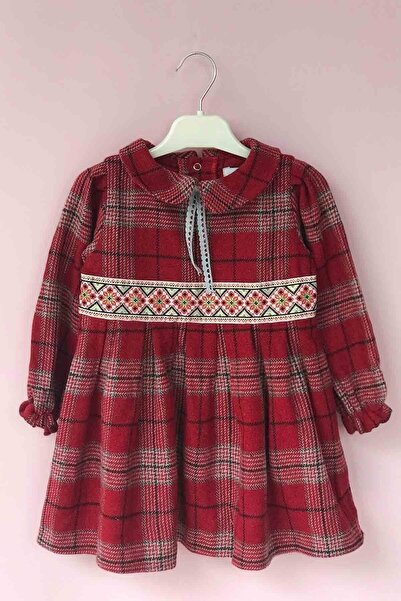 Bertuğ Bebek Ethnic Detailed Plaid Lumberjack Girl's Dress