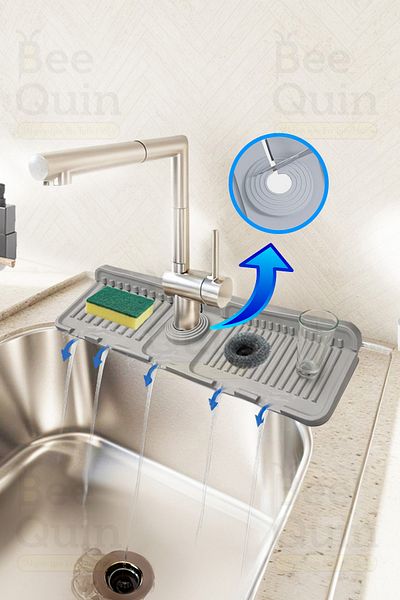 HASBY Kitchen Bathroom Sink Faucet Mat Non-Slip Waterproof Dish Countertop Organizer
