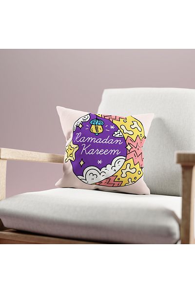 Filamente Ramadan Patterned Double Sided Digital Printed Throw Pillow Cover - Ramadan