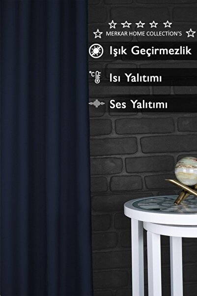 MERYKAR HOME COLLECTİON LÜKS 1.KALİTE LACİVERT KARARTMA FON BLACKOUT PERDE-Pİ...