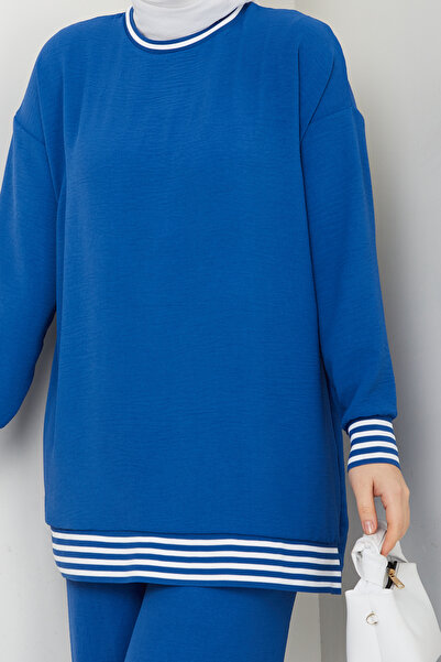 ECK MODA Γυναικείο Σετ Κάτω Μπλούζα από Ύφασμα Aerobin με ραβδώσεις