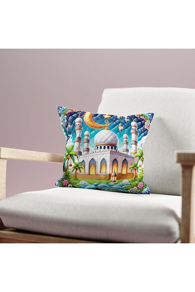 Filamente Ramadan Patterned Double Sided Digital Printed Throw Pillow Cover - Ramadan