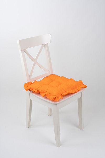 ALTINPAMUK Fancy Ruffled Pofidik Orange Chair Cushion Lace up 42X42Cm