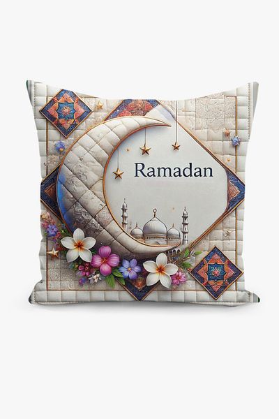 Filamente Ramadan Patterned Double Sided Digital Printed Throw Pillow Cover - Ramadan