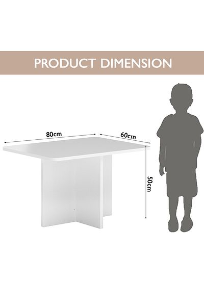 Mahmayi CH01 Ergonomic Child Desk 80x60x50 Low height With Round Edges White Single Table 80x50cms)