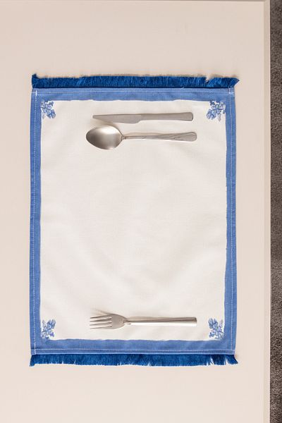BUGİ HOME COLLECTİON Elysian Blue Premium 6'li Linen Flat Cancer - Serviciu american