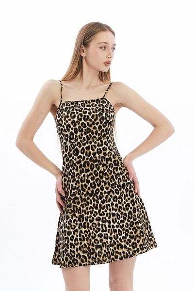 penyebizden Rochie scurtă cu bretele subțiri cu imprimeu leopard