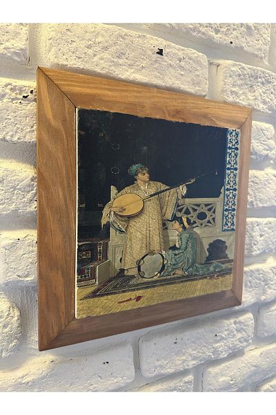 woodhomeworks Панел за картина с масивна рамка от естествен камък и мрамор 26x26 см