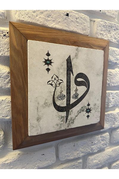 woodhomeworks Панел за картина с масивна рамка от естествен камък и мрамор 26x26 см