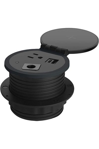 Mahmayi 51-1H Round Desktop Power Module with 1xUSB Slot utility port for Office Desk tables - Black