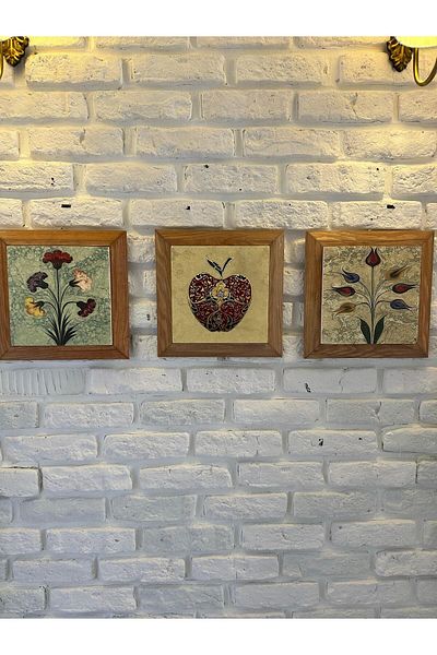 woodhomeworks Комплект от 3 панела за картина с рамка от масивно дърво, 26X26