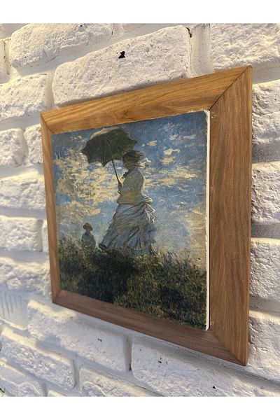 woodhomeworks Панел за картина с масивна рамка от естествен камък и мрамор 26x26 см