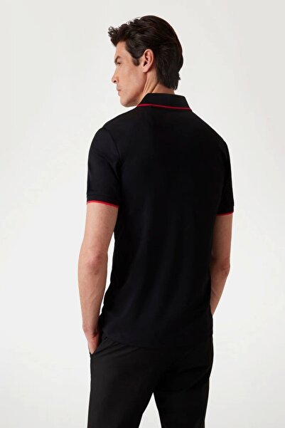 Guess Ανδρικό μπλουζάκι πόλο με μαύρο λεπτή εφαρμογή New Tech M4YP35KCBM0-JBLK