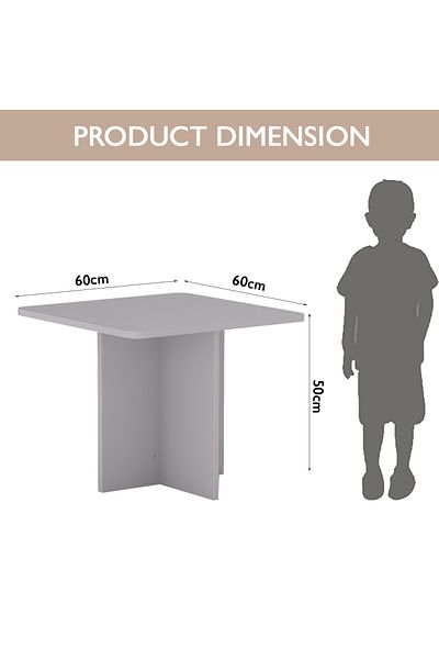 Mahmayi CH01 Ergonomic Child Desk 60x60x50 Low height With Round Edges (Light Grey, Single Table 60x50cms)