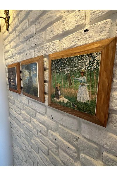 woodhomeworks Комплект от 3 панела за картина с рамка от масивно дърво, 26X26