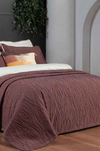 Sarev Fallon Tan Double Decorative Throw Pillow Gift Bedspread Set 260*250 cm