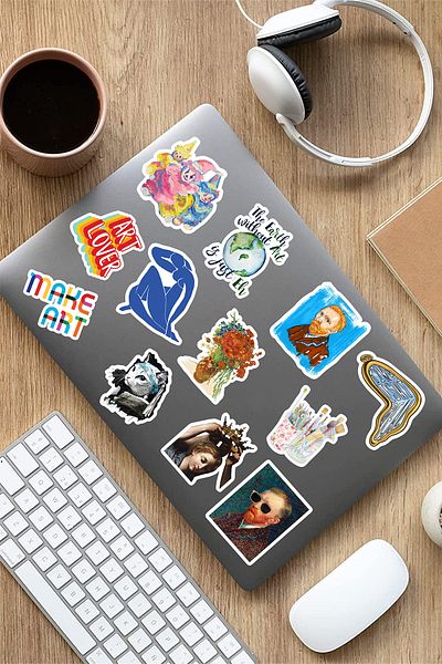 AR Sticker Σετ αυτοκόλλητων φορητών υπολογιστών και tablet με θέμα την τέχνη - 4 τεμάχια