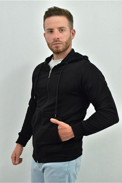 ZIDAN Men's Zippered Hoodie with Kangaroo Pocket – Made in Turkey