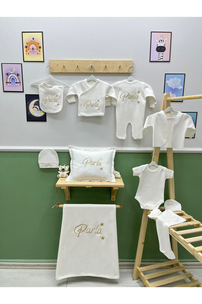 forbebis Bebekdesen 11 ' Li Isimli Nakış Işlemeli Hastane Çıkış Seti Yıldızlı