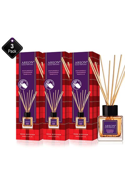 Areon Pack Of 3 Areon Home Perfumes 50 ml Tartan Patchouli Lavender Vanilla