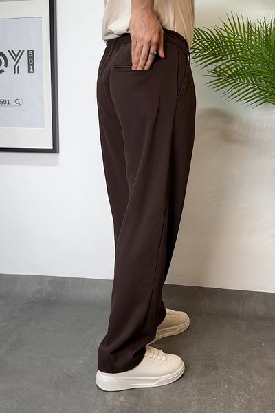 ROY501 New Season Men's Linen Trousers - Comfortable Fit, Double Pleated Baggy Design, Rubber Waist
