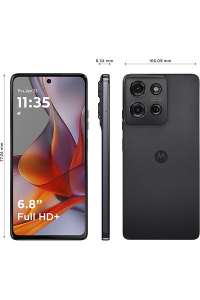 Motorola هاتف G75 5G، ذاكرة وصول عشوائي 8+8 جيجابايت، ذاكرة تخزين داخلية 256 جيجابايت، نظام تشغيل أندرويد 14، لون رمادي فحمي