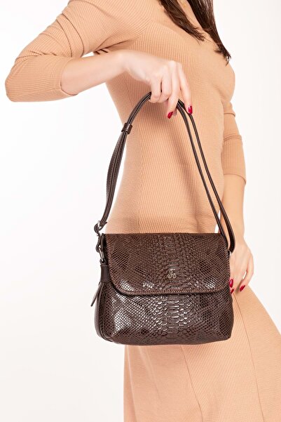 Gondol Yılan Deri Baskılı Şık Omuz Çanta Ysm.2057