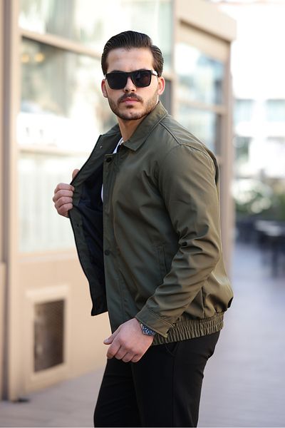 Mero Life Men's Khaki Waterproof and Windproof Oversize Relaxed Fit Elastic Waist Lined Seasonal Coat