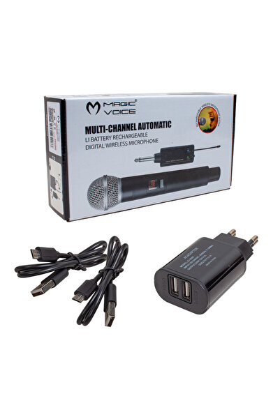 Powermaster Magicvoice Mv-19599 UHF Kablosuz Enstrüman Uyumlu Jack Girişli İkili Mikrofon Set