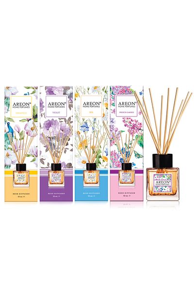 Areon Pack of 4 Areon  Home Perfumes 50 ml collection(French -Spa- osmanthus - Violet)