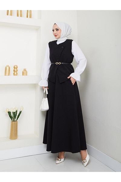 butik hira Σετ ασύμμετρη φούστα γιλέκο