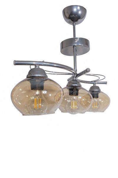 Fer Avize Colorful Chrome 3-Piece Modern Glass Chandelier Living Room - Kitchen - Bedroom