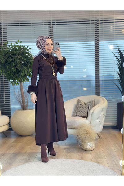 ALANURMODA 3922 Blouse with Shearling Sleeves