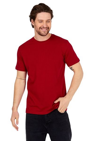 DK DAKSEL Men's Red Khaki Color Basic Cut Crew Neck 100% Cotton 2-Piece T-Shirts Pack