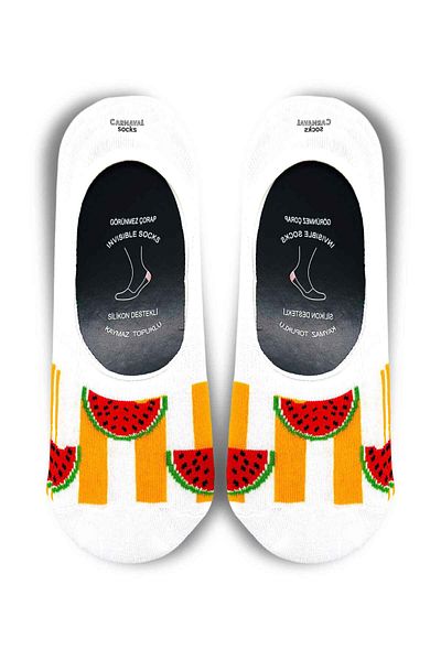 CARNAVAL SOCKS Силиконови балерини с шарка на диня, неплъзгащи се