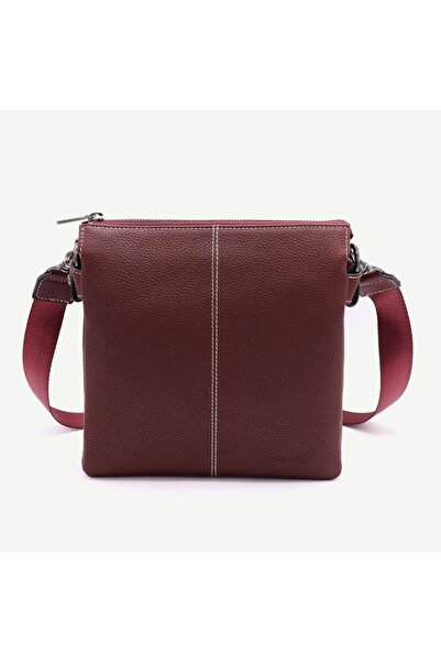 Uderra Leather حقيبة مسنجر من الجلد الطبيعي باللون الأحمر الداكن للجنسين من U...