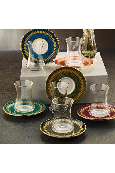 Sandro Moreno 1453 Farfar Gold 12 Parça 6 Kişilik Çay Seti 110 ml