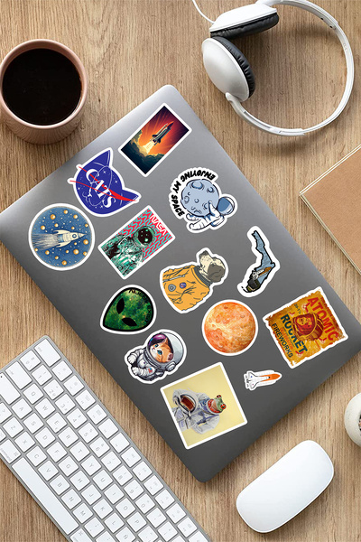 AR Sticker مجموعة ملصقات للكمبيوتر المحمول والكمبيوتر اللوحي تحت عنوان NASA مكونة من 12 قطعة