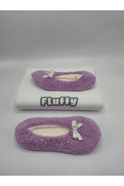 fluffy Booties Women's Slippers - Foldable Bag, Portable Home Ballerinas, Non-Slip No Sound Sole