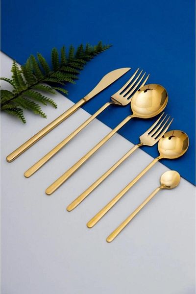 AROW Milano Gold 36 Piece Spoon Knife Set for 6 People
